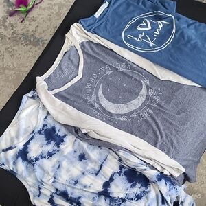 3 Tees!  2 Tanks, 1 Long Sleeve Graphic Tees with Moon and Kindness Designs